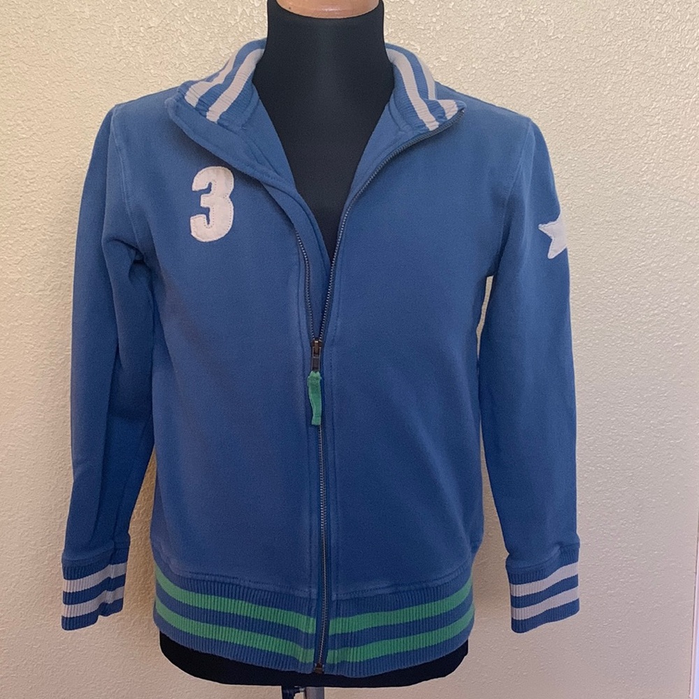 Mini Boden zipper jacket size 11-12 yrs Denim blue zip up sweatshirt